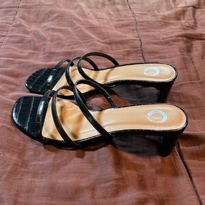 Black Slip On Sandals. NWOT!